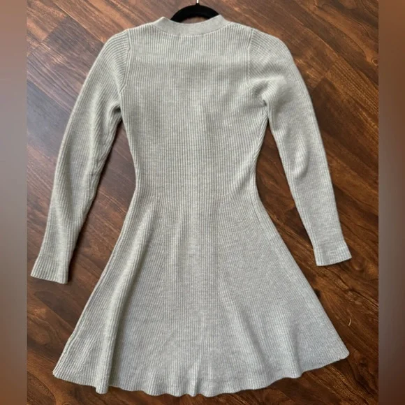 Lulu's Gray Ribbed Button-Front Sweater Dress - Picture 7 of 8